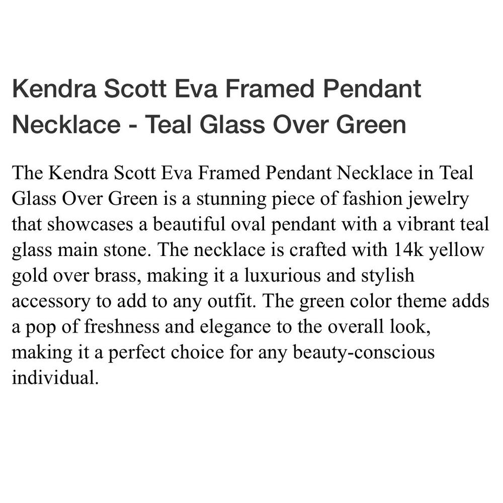 Kendra Scott Eva Framed Teal Glass Pendant Necklace NEW - Picture 4 of 9